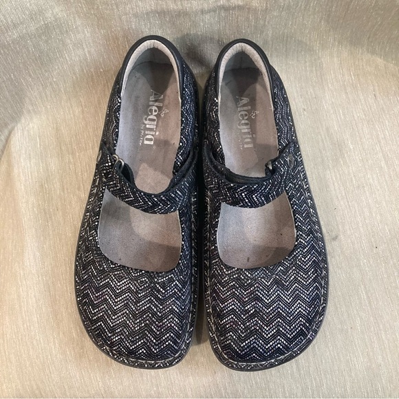 ALEGRIA Sz 39 Belle Mary Herringbone Comfort Sole Velcro Closure Leather Sandals - Picture 3 of 13